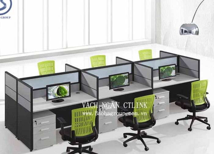 Vách ngăn bàn làm việc nỉ 06 nhân viên